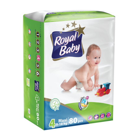 ROYAL BABY Diaper No. 4 Mega Pack (80 Diapers)