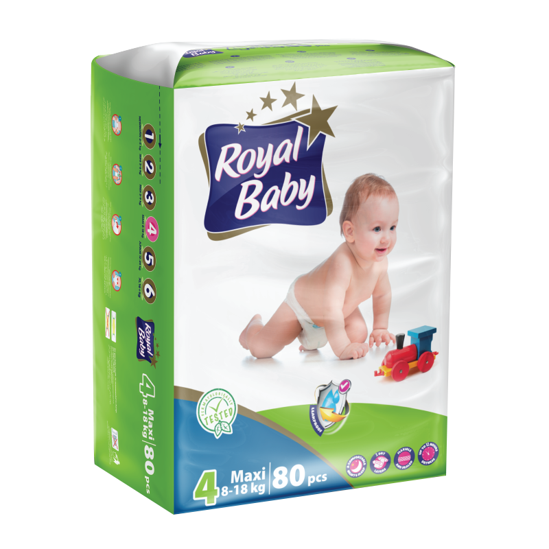 ROYAL BABY Diaper No. 4 Mega Pack (80 Diapers)